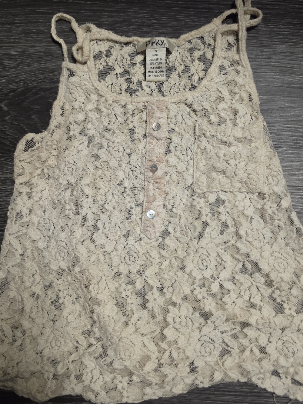 Pinky Lace Tank Top in Cream